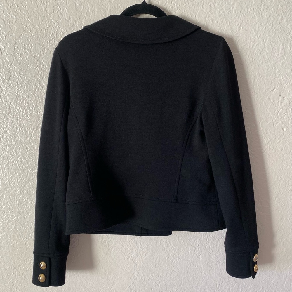 Milly Wool Melangé Military Blazer Size S Black Gold Button Details Silk Classic - Picture 4 of 9